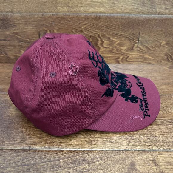 PIRATES OF THE CARIBBEAN Disney Store Maroon Burgundy Distressed Hat - Picture 3 of 8